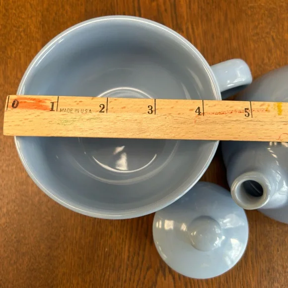 Pier One Tea steeper w/lid and pour spout and large tea cup. Pale blue. Perfect. - Picture 3 of 6